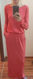 Dlhé ružové dámske šaty - 2