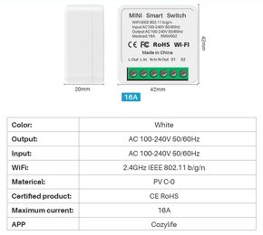 Mini WiFi smart switch (vypínač) 16A - 2