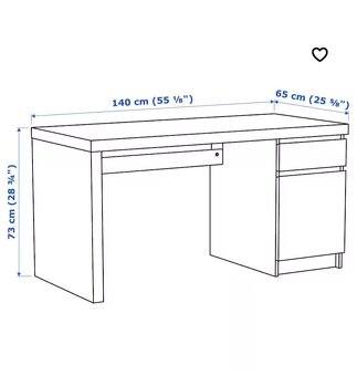 Pracovný stôl MALM biely 140x65cm - 2