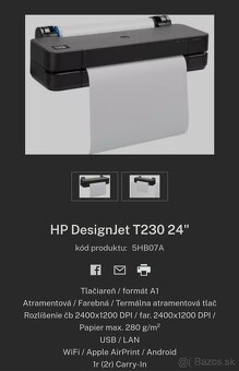 Nový nepoužitý ploter HP DesignJet T230 24-in Printer - 2