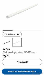 Tyče na závesy/záclony Ikea Biele ako Nové - 2