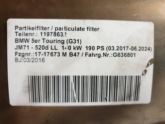 partikel filter na BMW 520d G31 ZANOVNÝ - 2