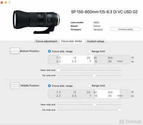 Tamron objektívy - aktualizácia firmware, úprava nastavení - 2