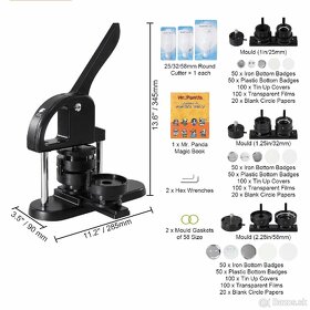 Stroj na výrobu placiek/odznakov 25/32/58 mm + 300 buttonov - 2