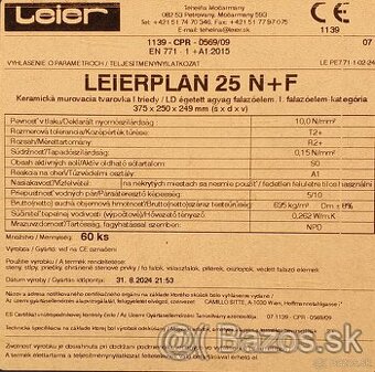 Predam tehlu 25cm Leier Leierplan N+F - 2