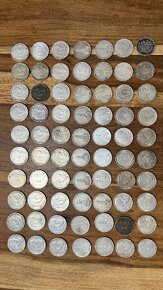 70ks stříbrných mincí 5 marek - 2