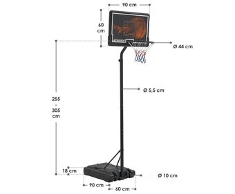 Basketbalový kôš s kolieskami - 255-305 cm - 2