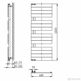Radiátor rebríkový, 600x1222 mm, 632 W ľavý + pravý - 2