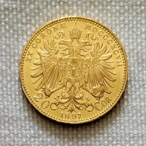 Zlatá rakúska 20 koruna FJI, 1897 bz - 2