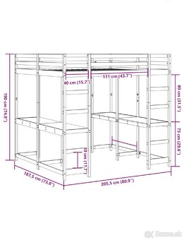 Poschodová posteľ stolík a rebrík 180x200 - 2