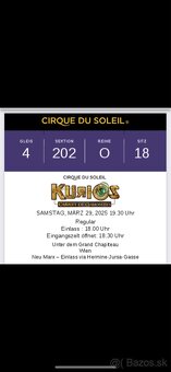 2x KURIOS Cirque DU SOLEIL , Vienna Marec 2025 - 2