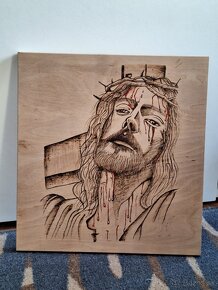 Ježiš  -  pyrografia - 2