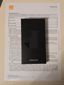 Predám nový Samsung Galaxy S24 256gb Onyx Black - 2