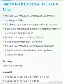 BABYMATEX detský Matrac Carpathia 120 × 60 × 10 cm - 2