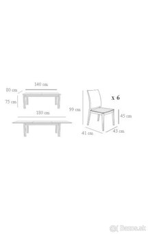 Jedálenská zostava (stôl + 6 stoličiek) - 2