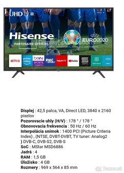 Predám tv Hisense H43B7100 - 2