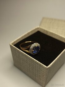 Predané- diamamantový zafírový  zlatý prsteñ - 2