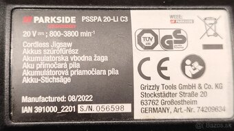 PARKSIDE PERFORMANCE® Aku priamočiara píla PSSPA 20-Li C3 - 2