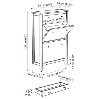 HEMNES Skrinka na topánky, biela, 89x30x127 cm - 2