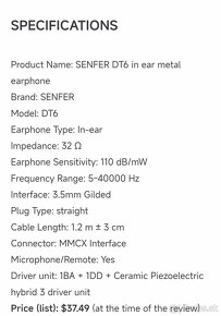 Senfer dt6 3 pásmové hybridné IEM - 2