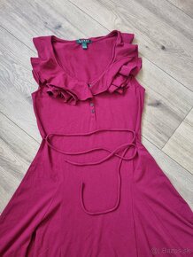bordové elastické šaty s volánom Ralph Lauren veľ. M - 2