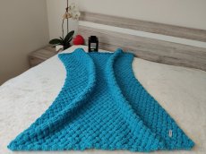 Pletená detská deka tyrkysovo modrá - 2