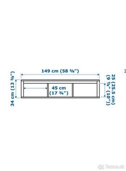 Polička na stenu IKEA HEMNES biela  148x37 cm REZERVOVANÉ - 2