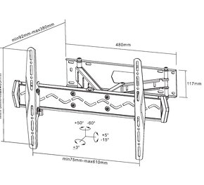 Držiak na televizor otocny polohovatelny, 37"-70", do 40kg - 2