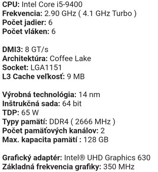 Intel core i5 - 9400 - 2