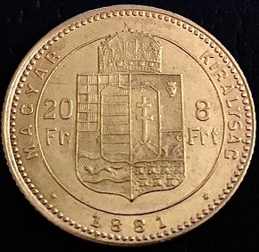 8 Zlatník/20 Frank 1881 KB FJI - 2