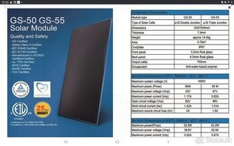 Fotovoltaické panely  Amorfne GS-55 84ks - 2