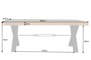 Masívny jedálenský stôl Thor 200cm prírodná borovica 8 cm - 2