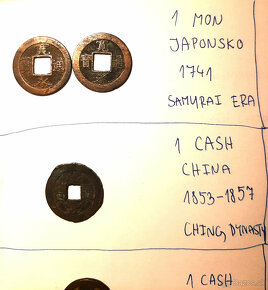 Japonské mince - samurajská éra, čínske mince dynasie ching - 2