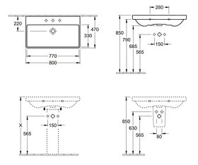 Umyvadlo Villeroy & Boch Avento 800x470 mm - 2