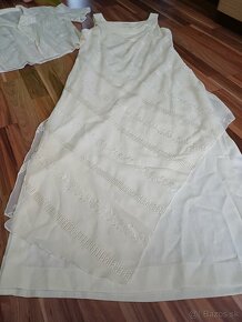 Spoločenské maxi šaty s bolerkom krémové v.42 - 2