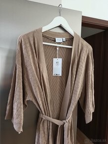 Vila hnedý voľný dlhý bavlnený cardigan M-L-XL - 2