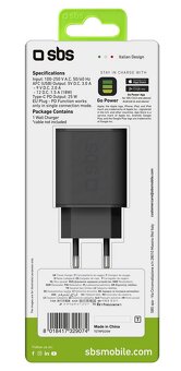 SBS - Cestovný adaptér USB-A aj USB-C, Power Delivery 25W - 2