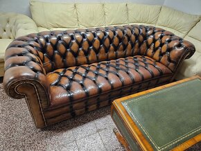 Chesterfield štýl,kožená,farba western 3+1+1 - 2