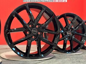 R18 Borbet N Alu disky 5x112 / 5x114,3 / Cierne / Strieborn - 2