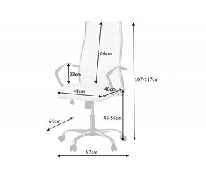 Kancelárske kožené kreslo Big Deal107-117cm biele - 2