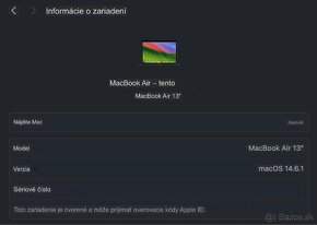 Predám MacBook air 13,3" M1 - výborný stav - 2