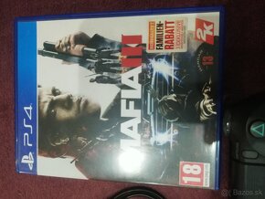 Playstation 4 originál ovládač, kábel + Mafia 3 - 2