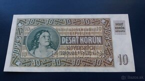 Bankovka 10 Korún Slovenských 1939 UNC /Séria EF 9 - 2