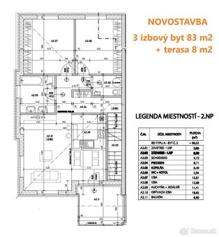 NOVOSTAVBA 3 izbový byt 83 m2 + terasa 8 m2, Tomašikovo - 2