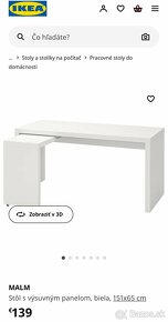 Stôl IKEA Malm čierny s výsuvným panelom - 2