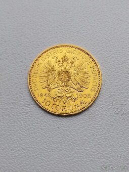 Mince zlata 10 koruna F.J 1908 - JUBILEJNA - 2