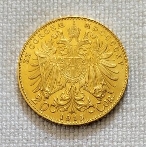 Zlatá investičná rakúska 20 koruna FJI, 1915 bz - 2