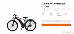 Elektrický bicykel Kugoo KuKirin V3, 350w, 15Ah, ako nový - 2