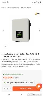 Jednofázový menič Solax Boost X1-4.2-T-D, 2x MPPT, WiFi 3.0 - 2