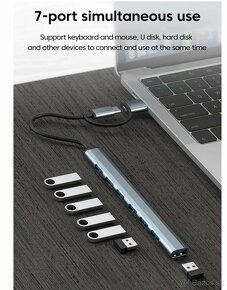 7 portovy USB hub, vstup USB 3.0/USB-C, novy - 2